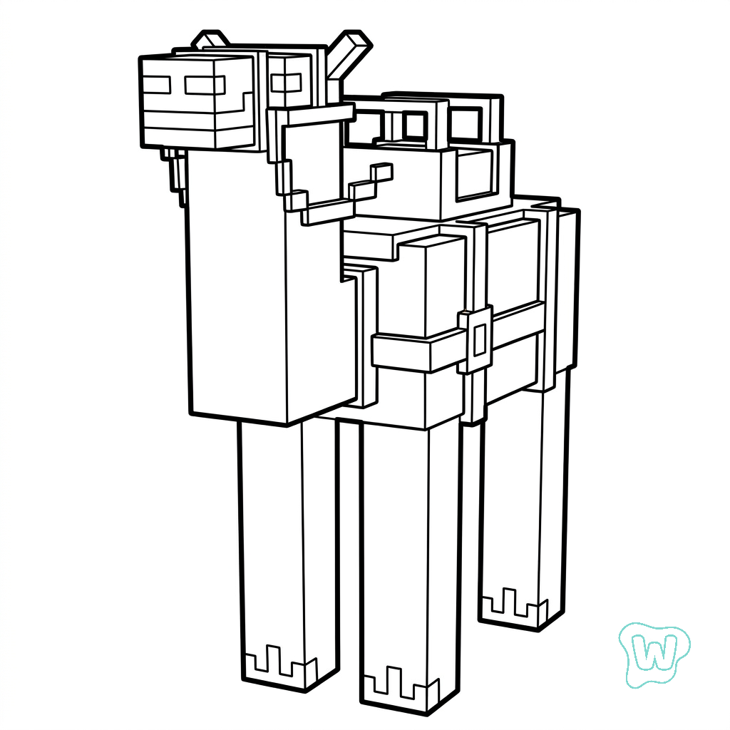 páginas para colorear fáciles de Saddled Camel Minecraft