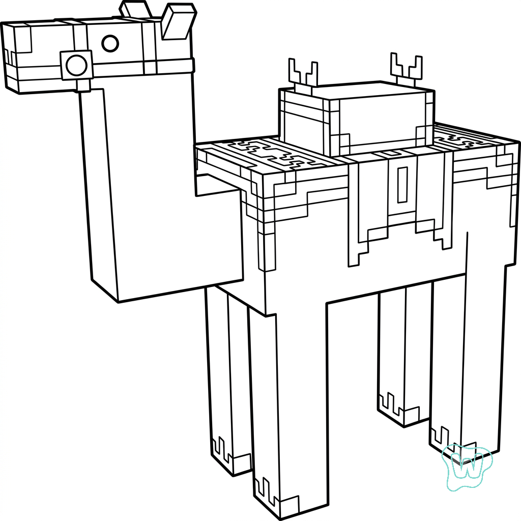 páginas para colorear gratis Saddled Camel Minecraft para niños 1