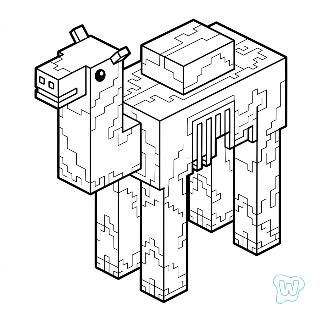 Saddled Camel Minecraft colorear y Imprimir PDF