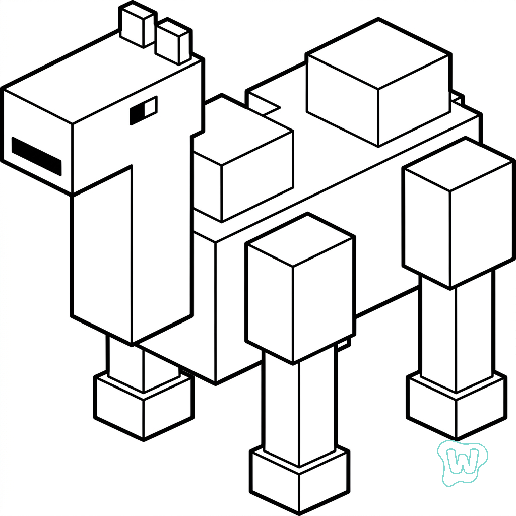 páginas para colorear para adultos Saddled Camel Minecraft
