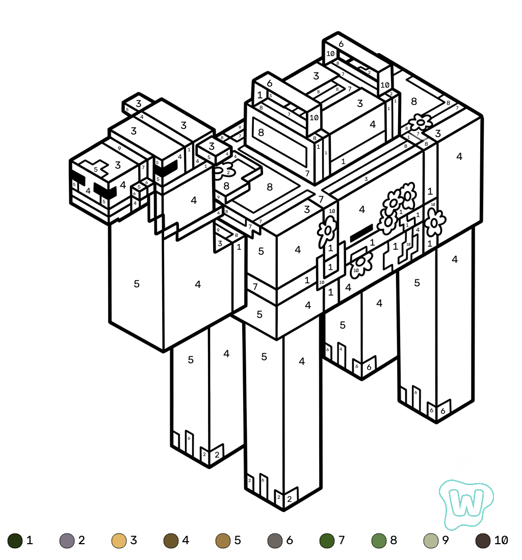 páginas para colorear de árboles Saddled Camel Minecraft coloring by numbers gratis