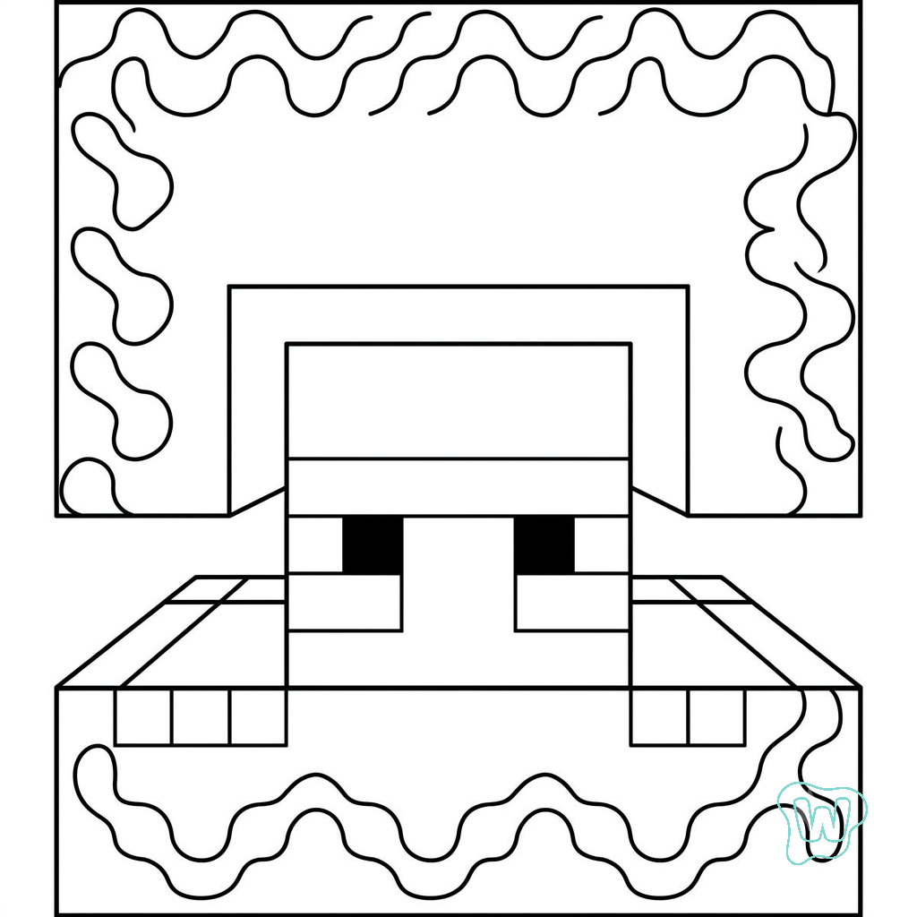 páginas para colorear kawaii lindas Shulker Minecraft 1