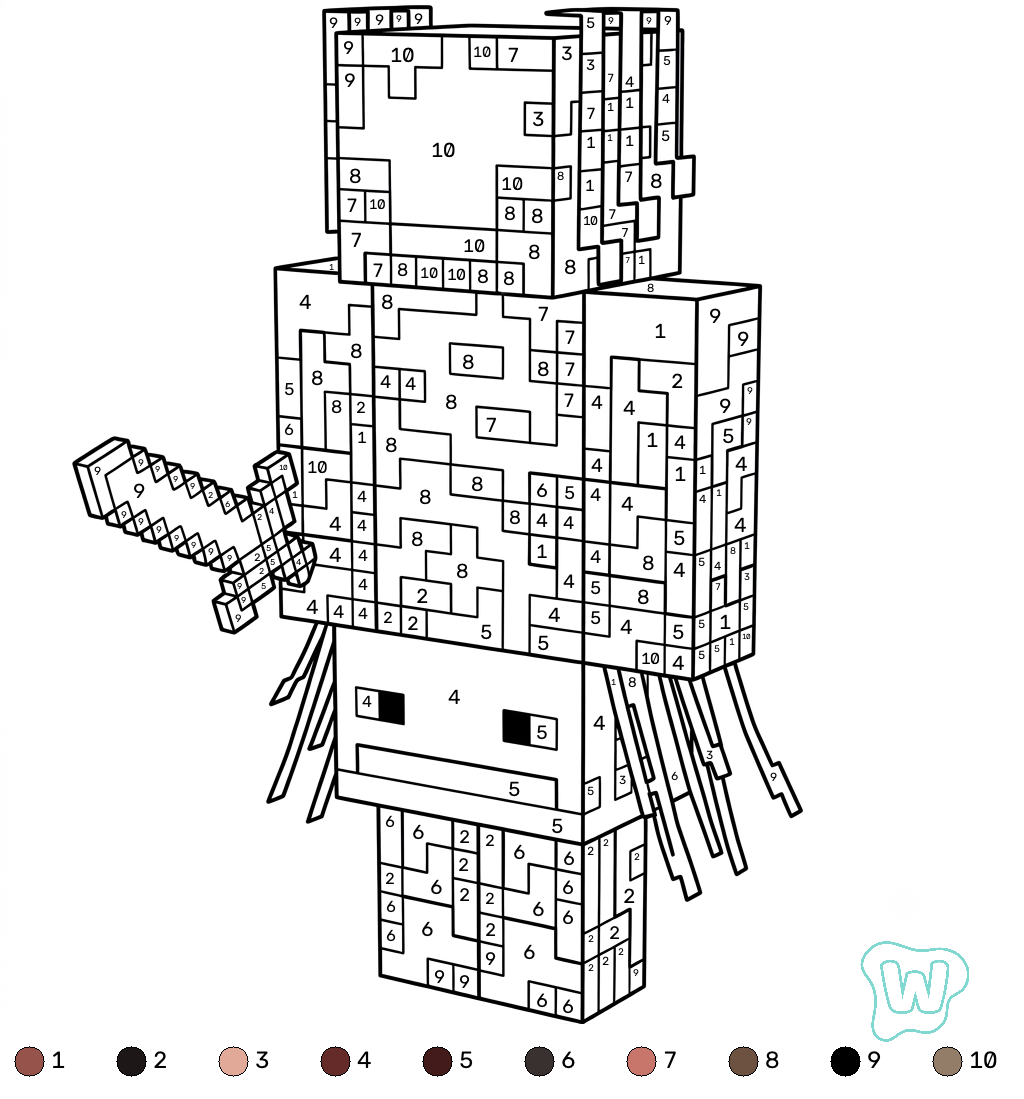 Strider Minecraft coloring by numbers dibujos para colorear grinch 1
