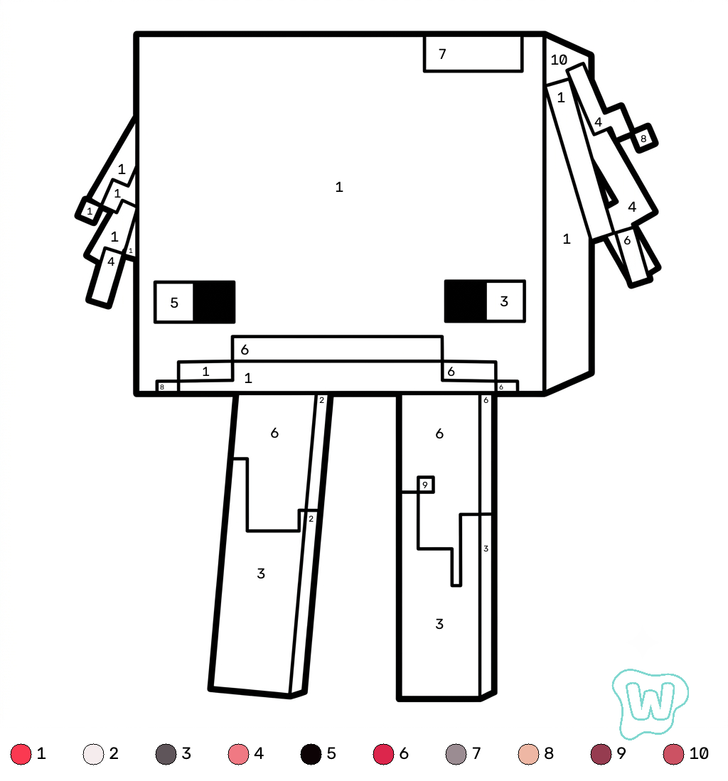 páginas para colorear para imprimir gratis Strider Minecraft coloring by numbers