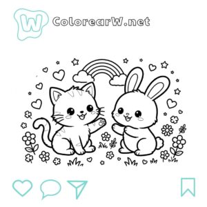 かわいい塗り絵ページ（無料印刷可能なPDF）サムネイル
