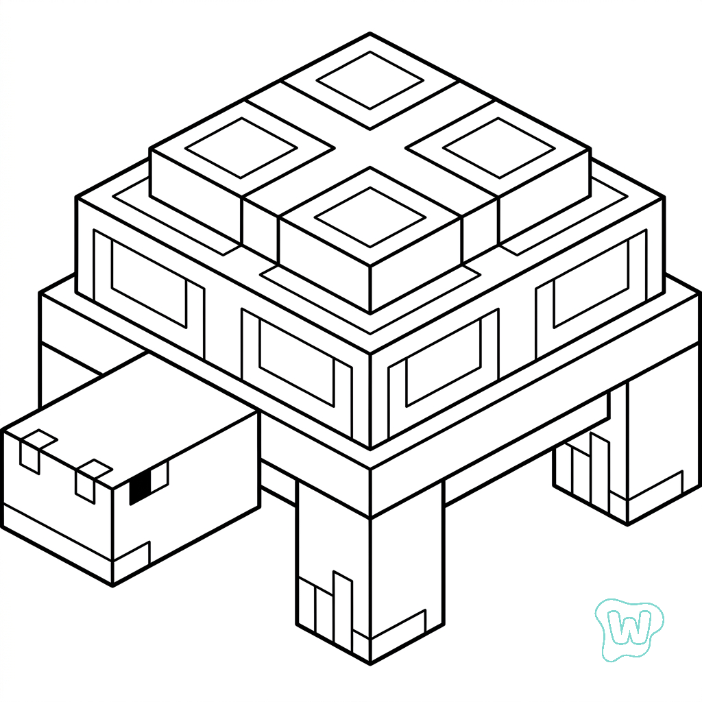 páginas para colorear Turtle Minecraft gratis