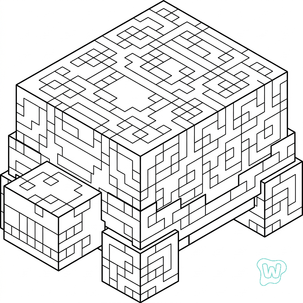 Turtle Minecraft páginas para colorear para niños