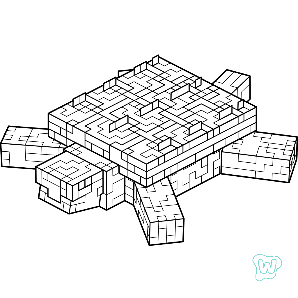 Turtle Minecraft páginas para colorear para adultos