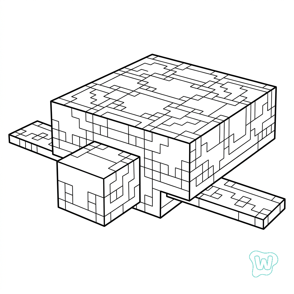 Turtle Minecraft adornos para colorear